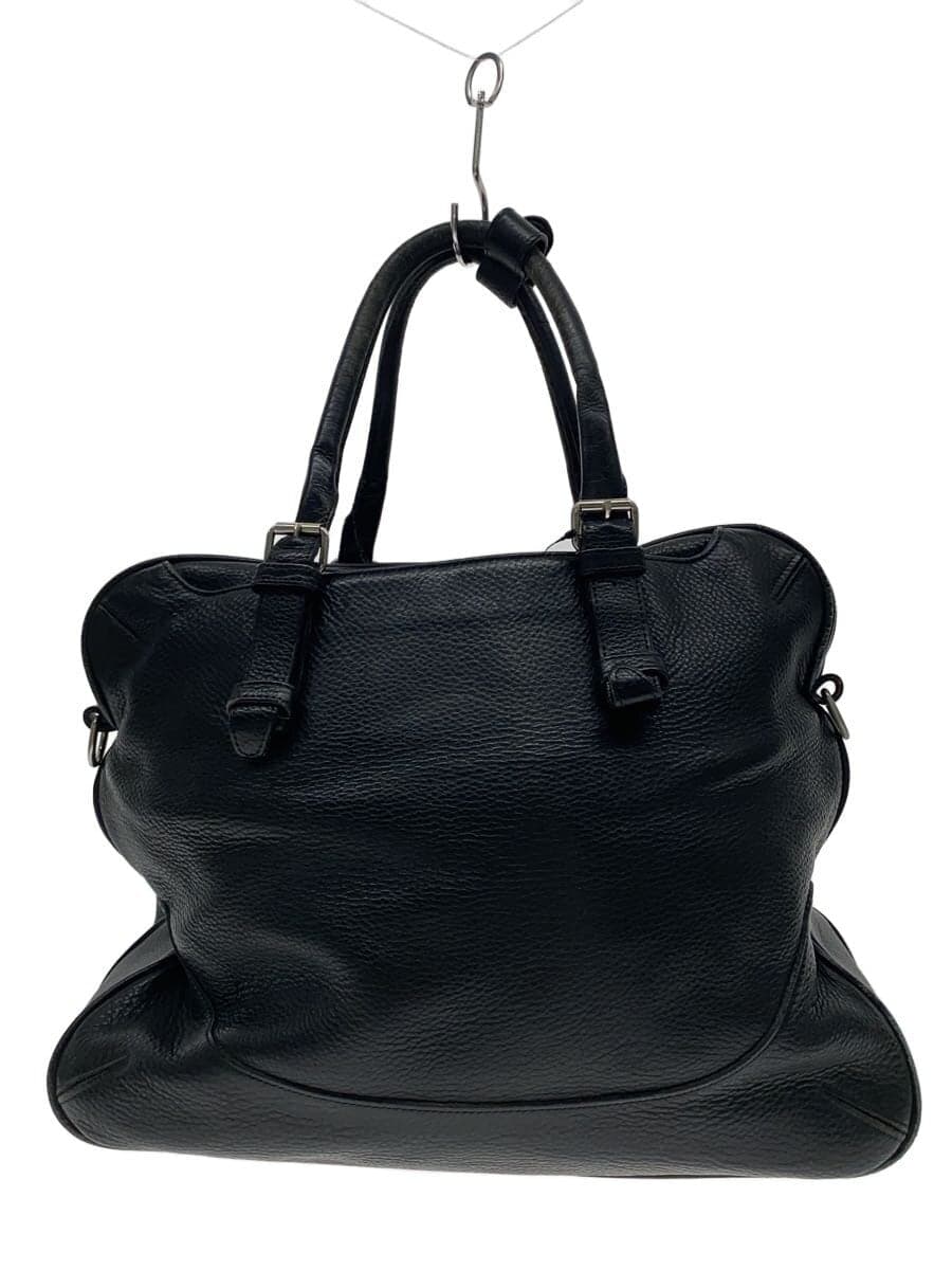 PELLE MORBIDA Bag Leather Black Cracks on the handles; general wear and scuffs
