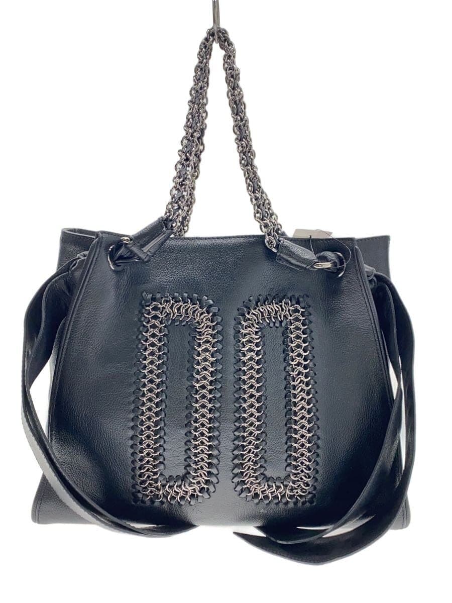 Daks Chain Tote Bag Leather BLK
