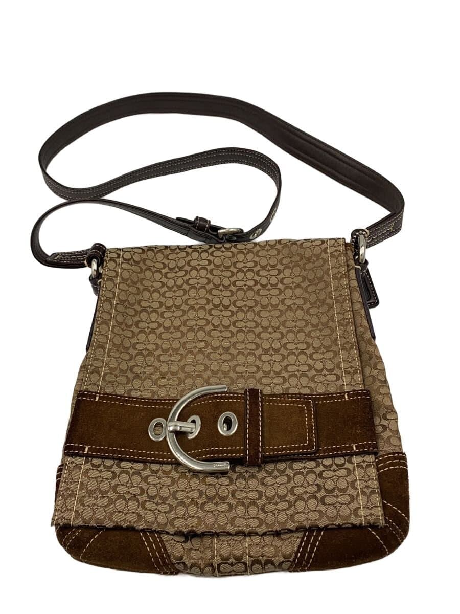 COACH Shoulder Bag Canvas BRW All Over Pattern 3644