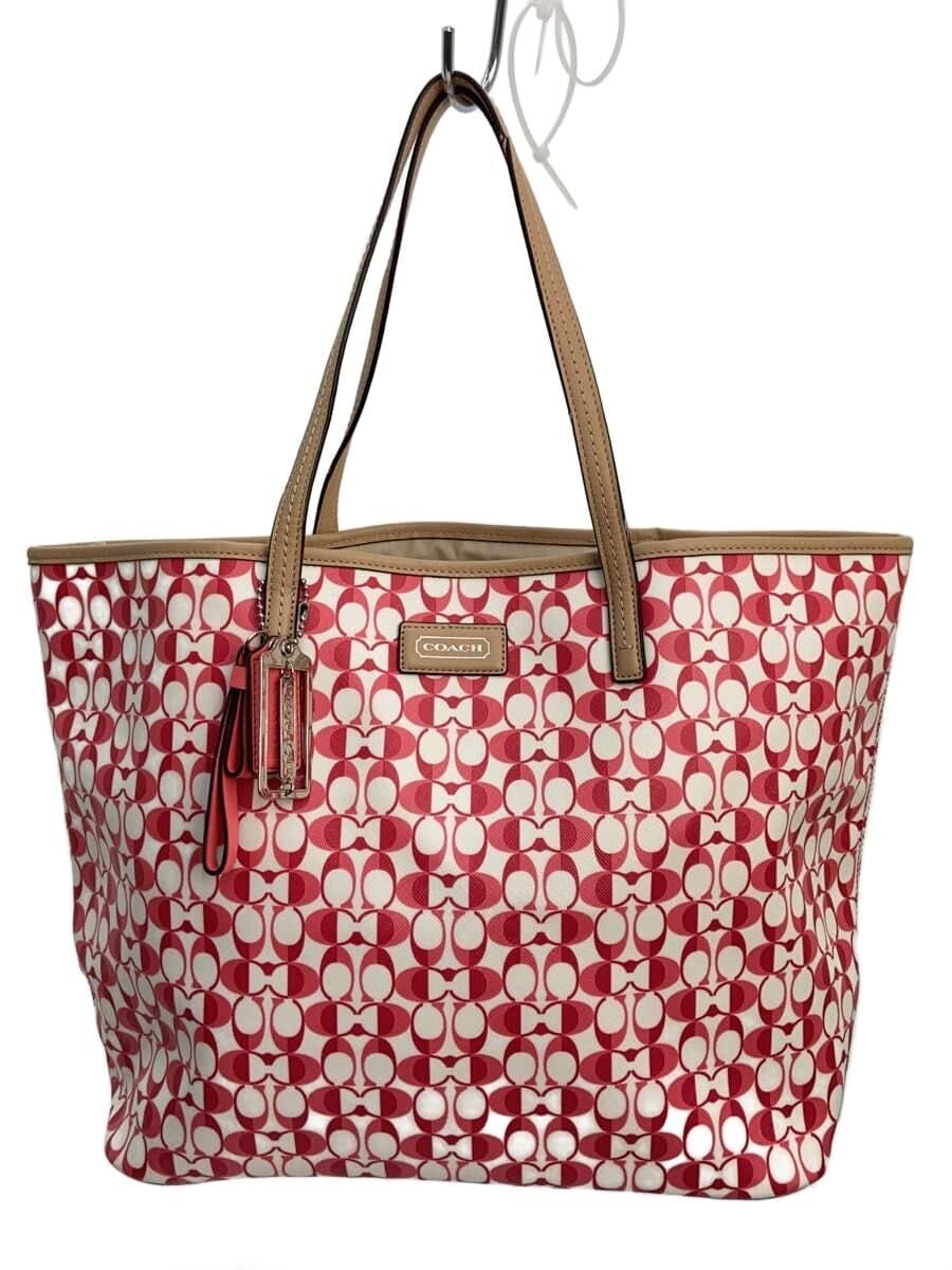 COACH tote bag leather PNK all-over pattern F25673