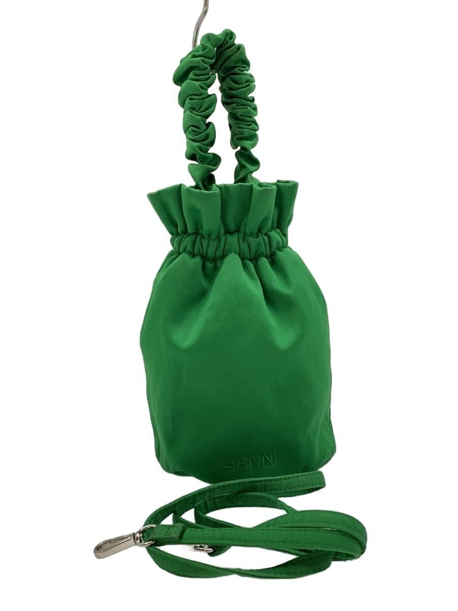 GANNI Shoulder Bag Polyester Green Solid Color