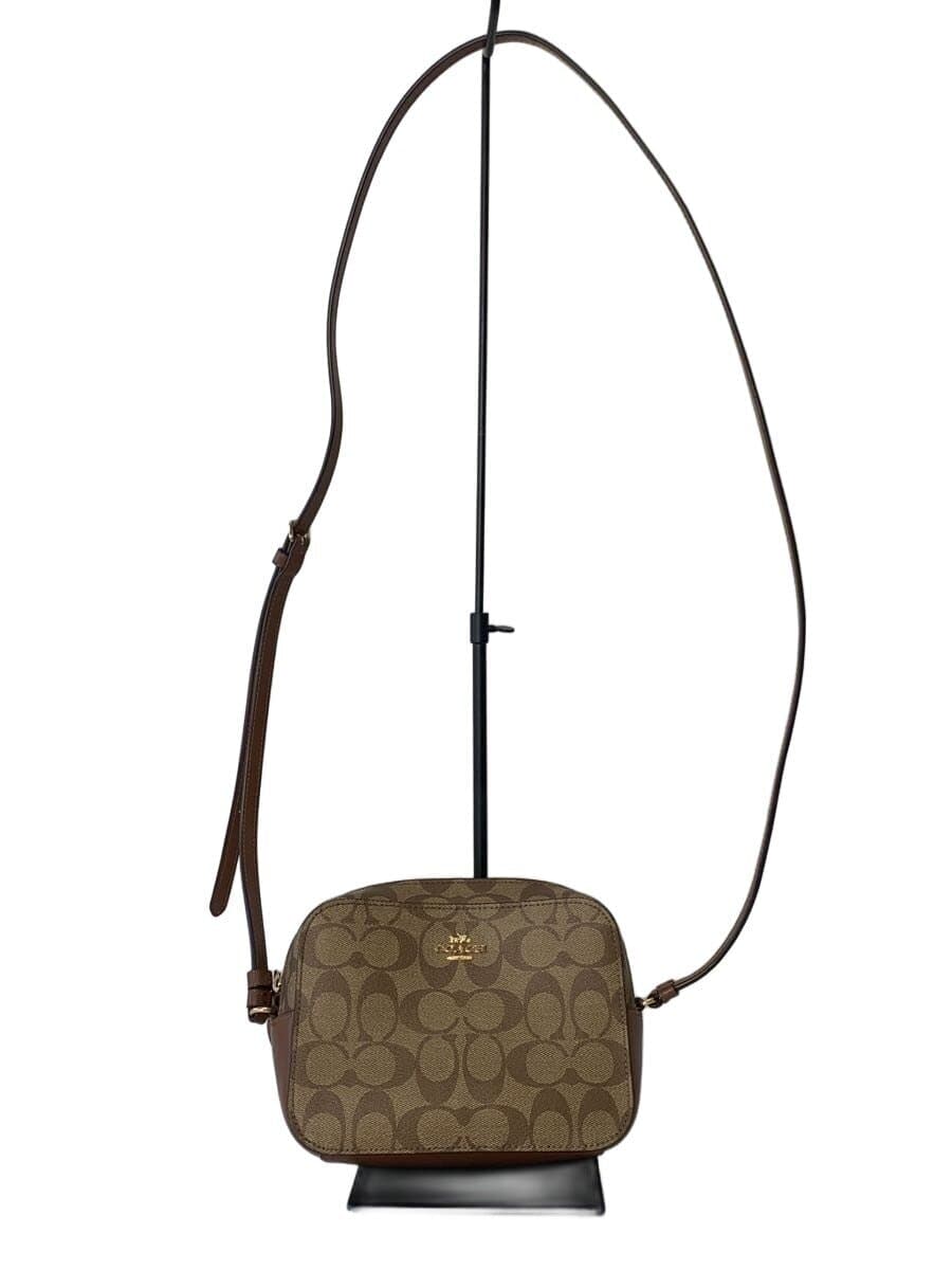 COACH Mini Camera Bag_Signature_Brown Leather PVC BEG All Over Pattern