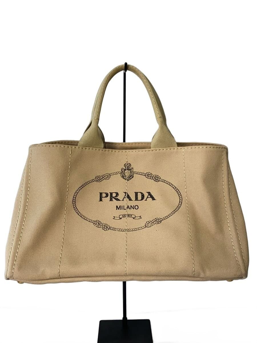 PRADA Shoulder Bag Canvas BEG