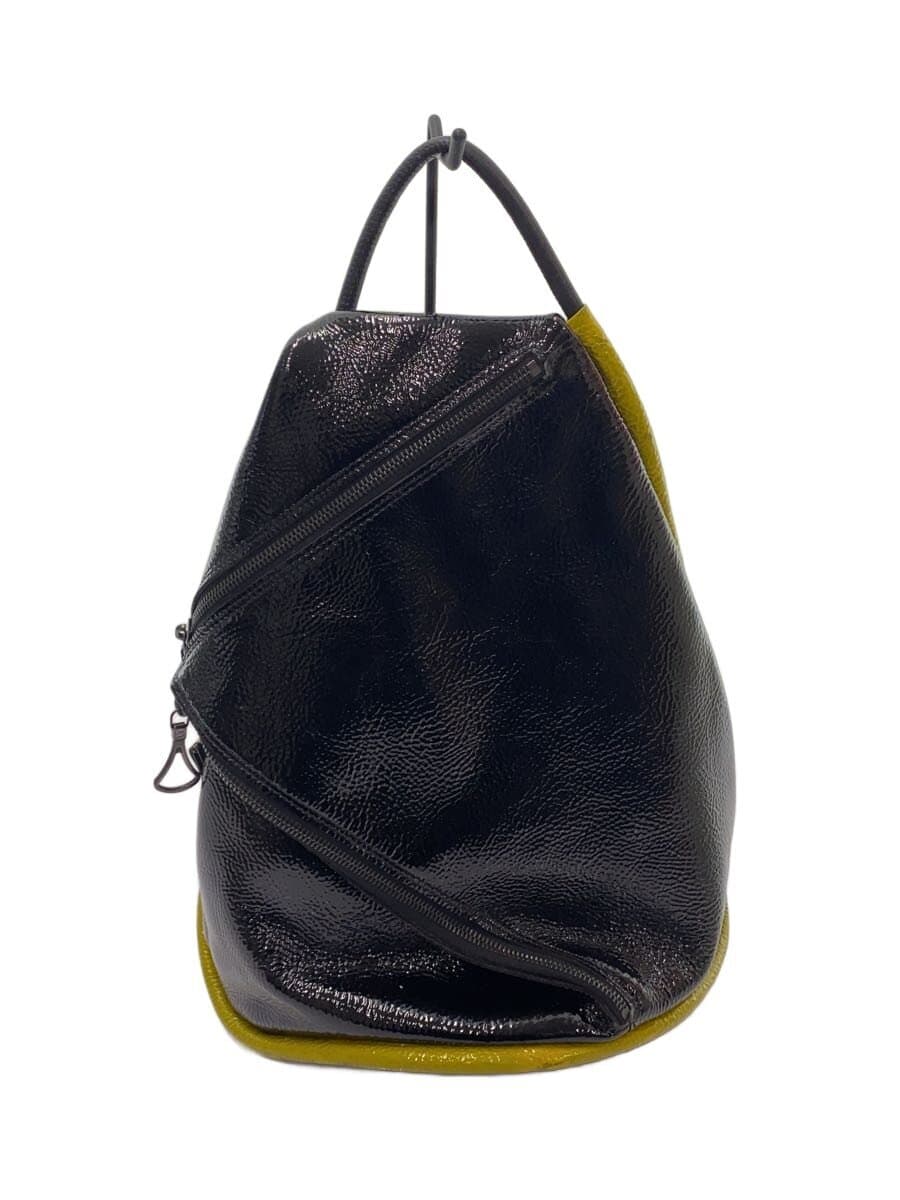 arche Wrinkle Finish Patent Leather Design Backpack Patent Leather BLK Stickiness Piping Part Discoloration