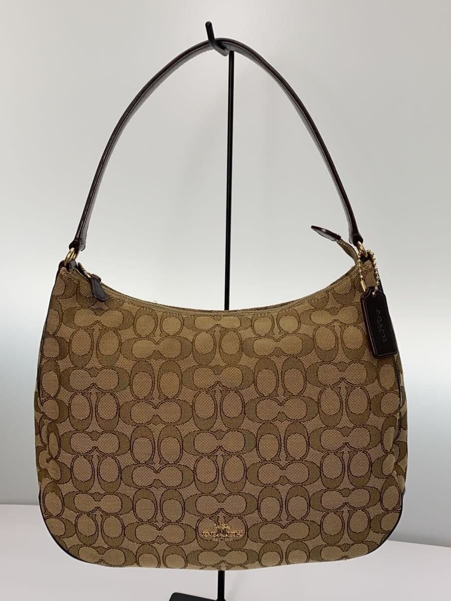 COACH Shoulder Bag_Signature Leather BEG All Over Pattern