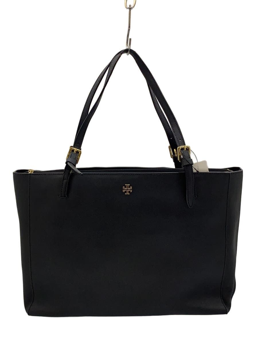 TORY BURCH Tote Bag Leather Black Solid Color