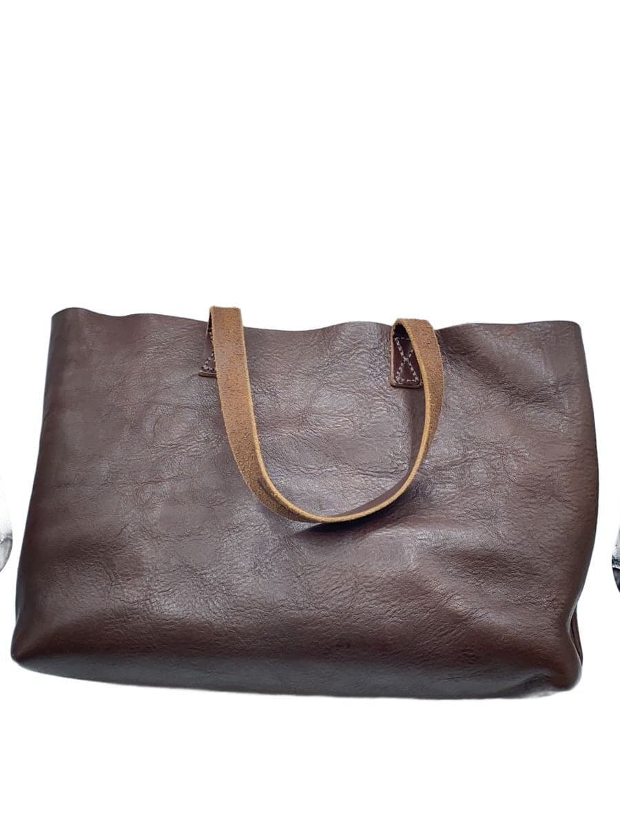 SLOWBONO Tote Bag Leather BRW Solid Corner Scuff