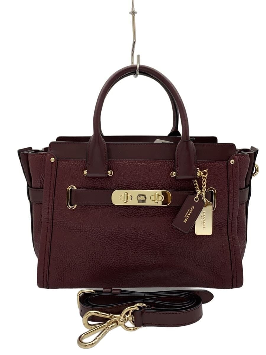 COACH 2-Way Handbag Leather Bordeaux 2-Way Shoulder Bag F1680