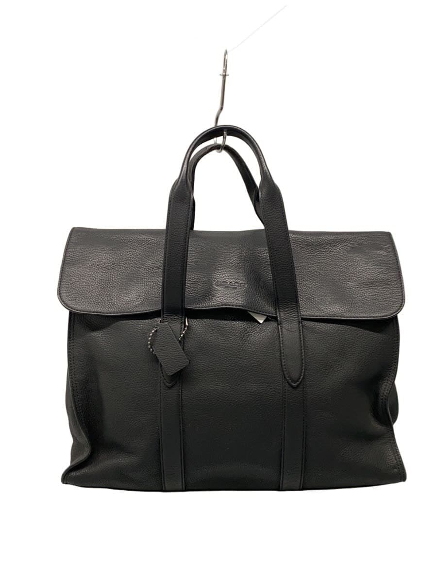 COACH Briefcase Leather Black Solid Color