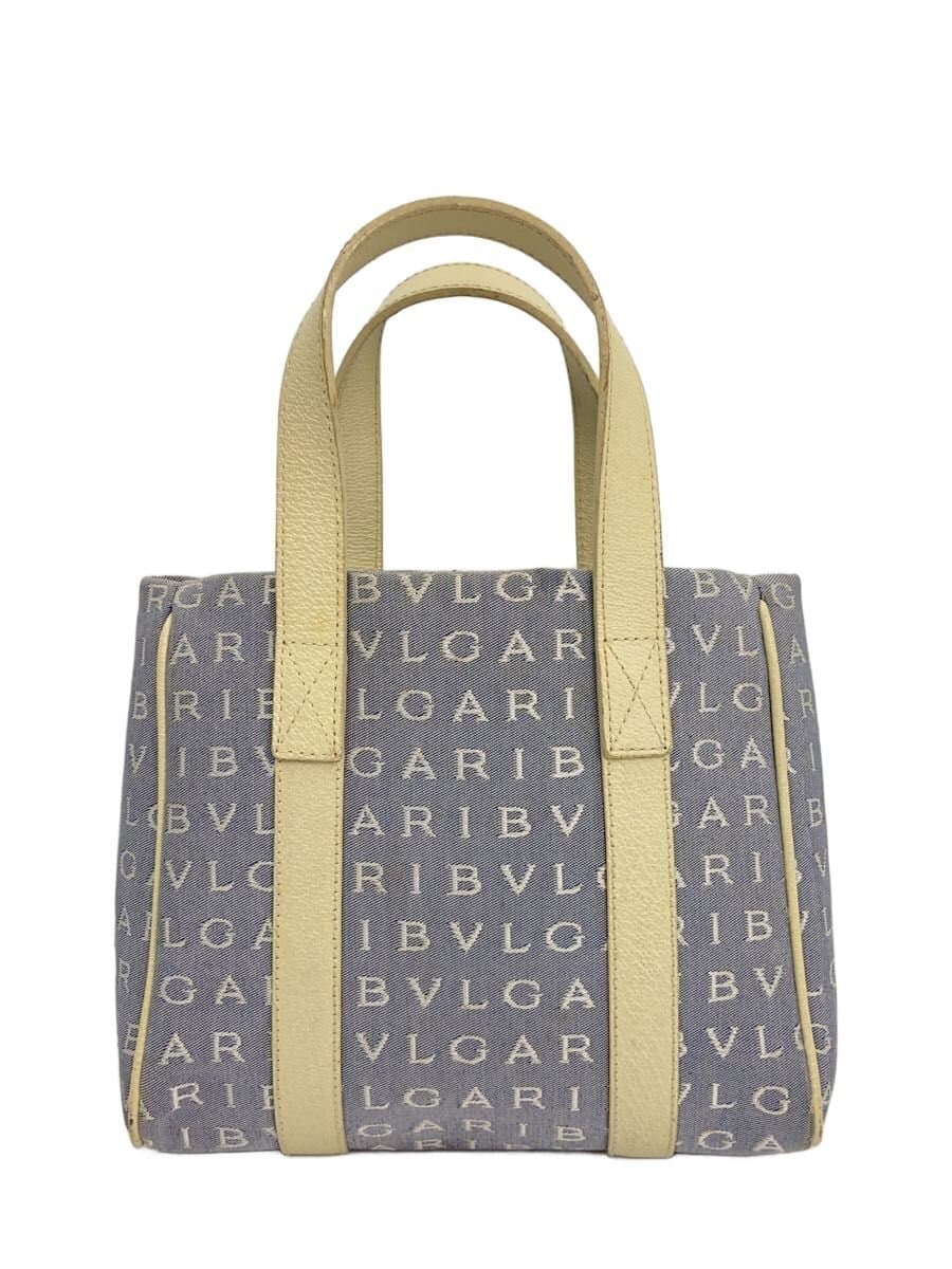 BVLGARI Handbag Canvas Blue All-over Print