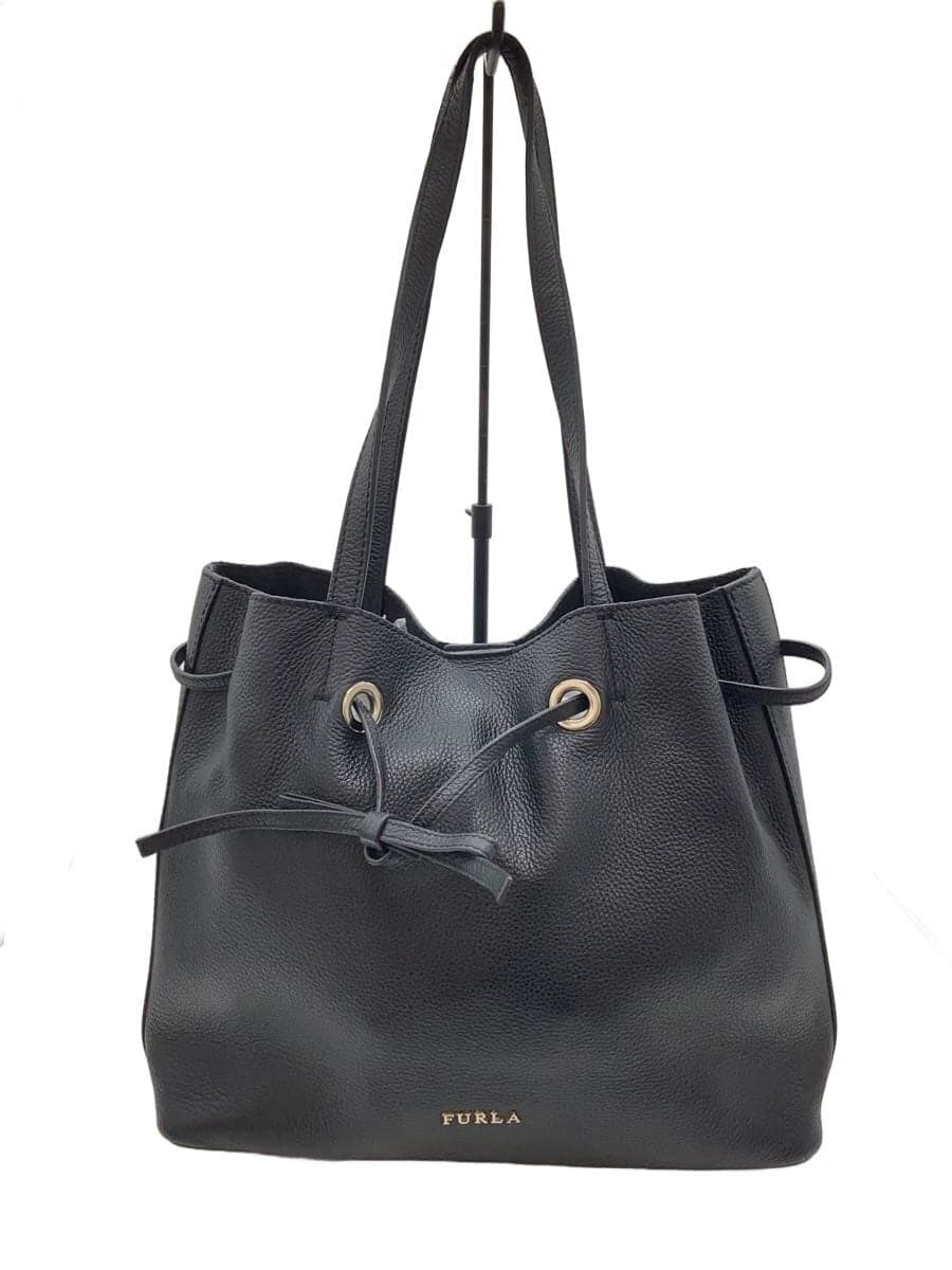 FURLA Tote Bag Leather BLK Solid