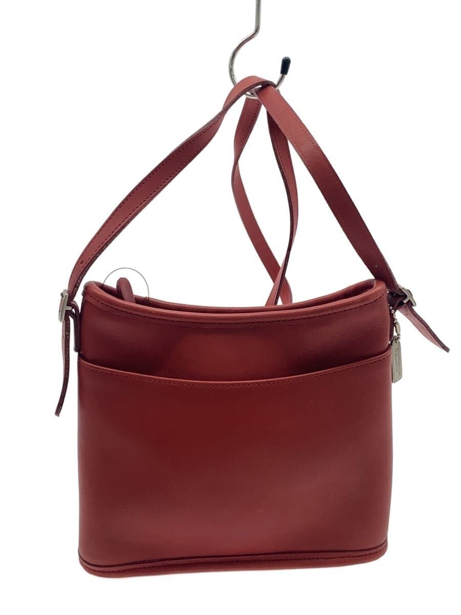 COACH Shoulder Bag Leather RED Solid