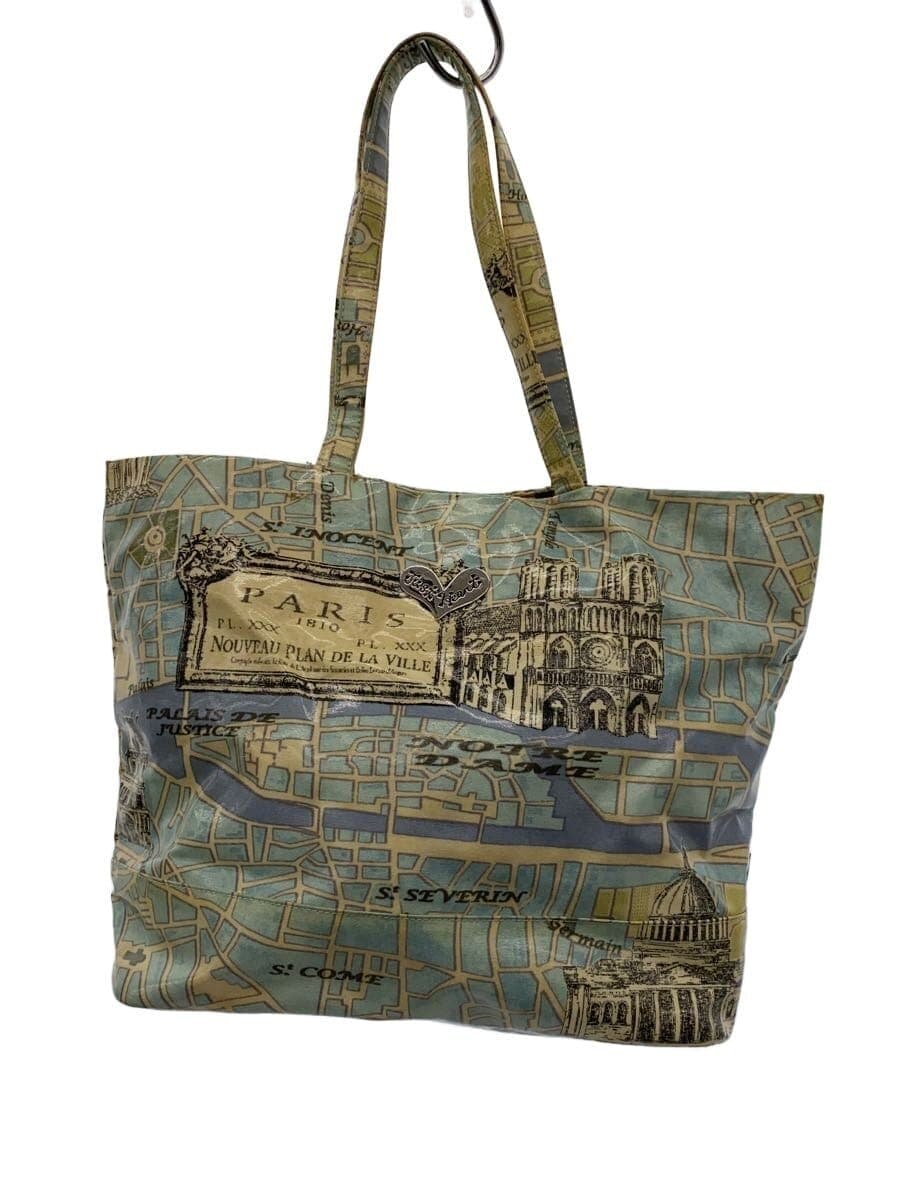 Think Bee!Tote Bag Patent Leather GRN All Over Pattern