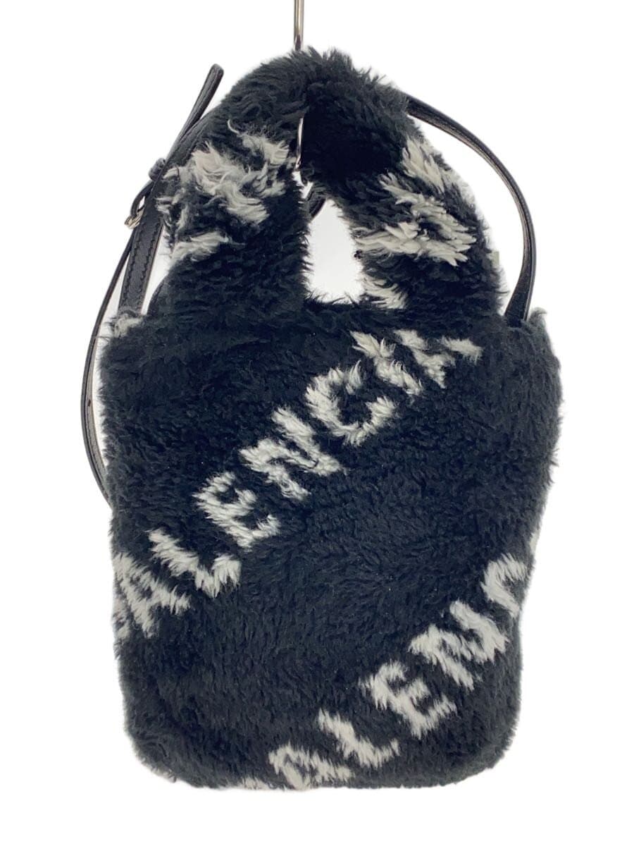 BALENCIAGA Everyday Shoulder Bag Fur BLK All Over Pattern