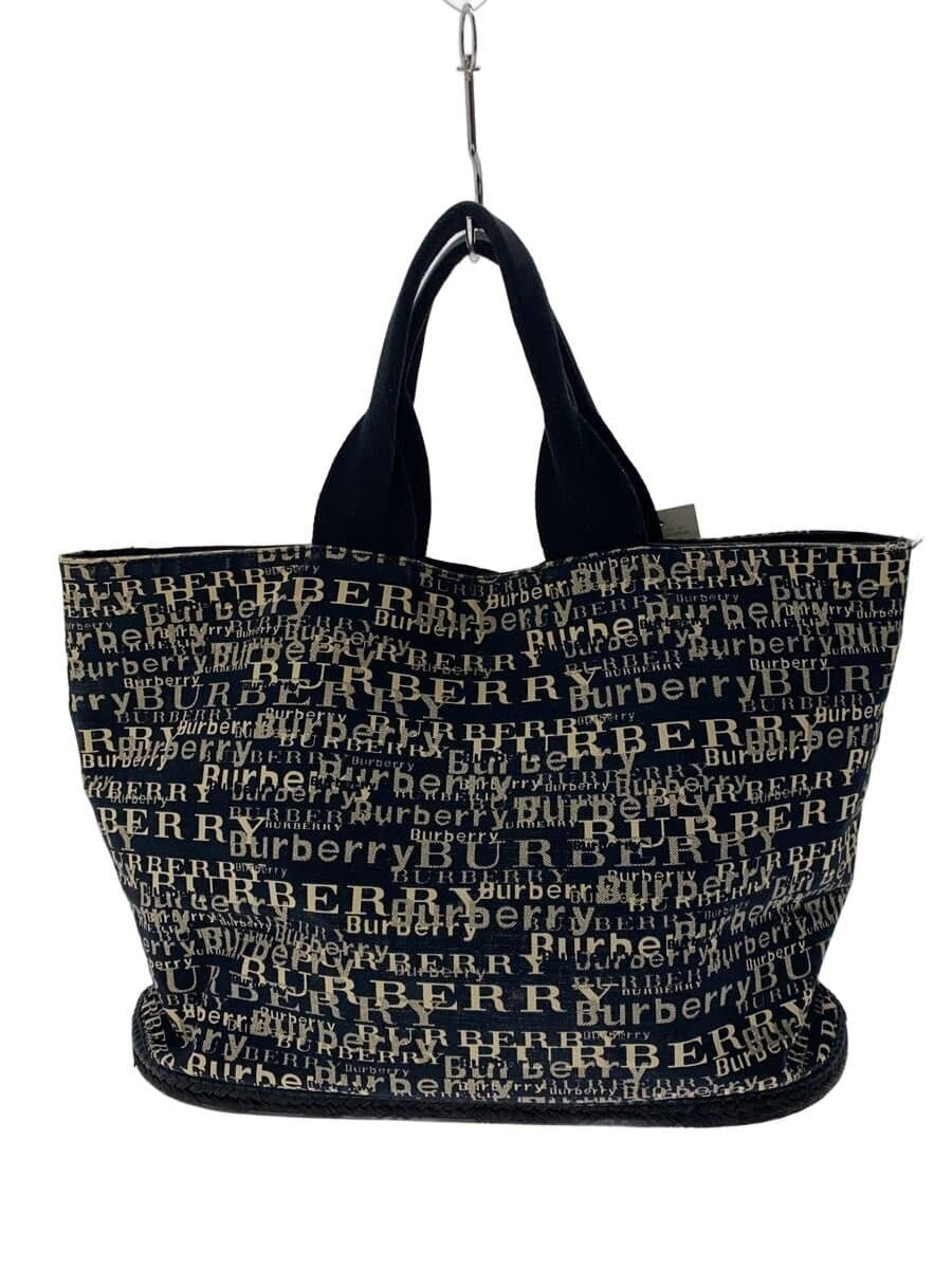 BURBERRY Tote Bag Canvas NVY All Over Pattern