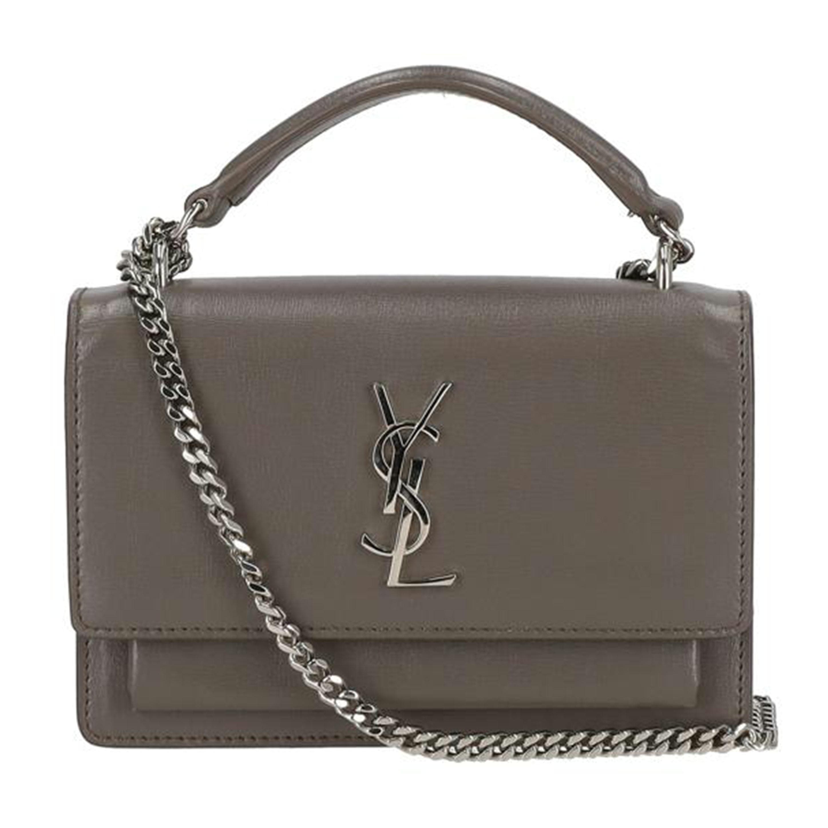 SAINT LAURENT Sunset Chain Wallet Gray 452157 091* A Rank 18Used 452157