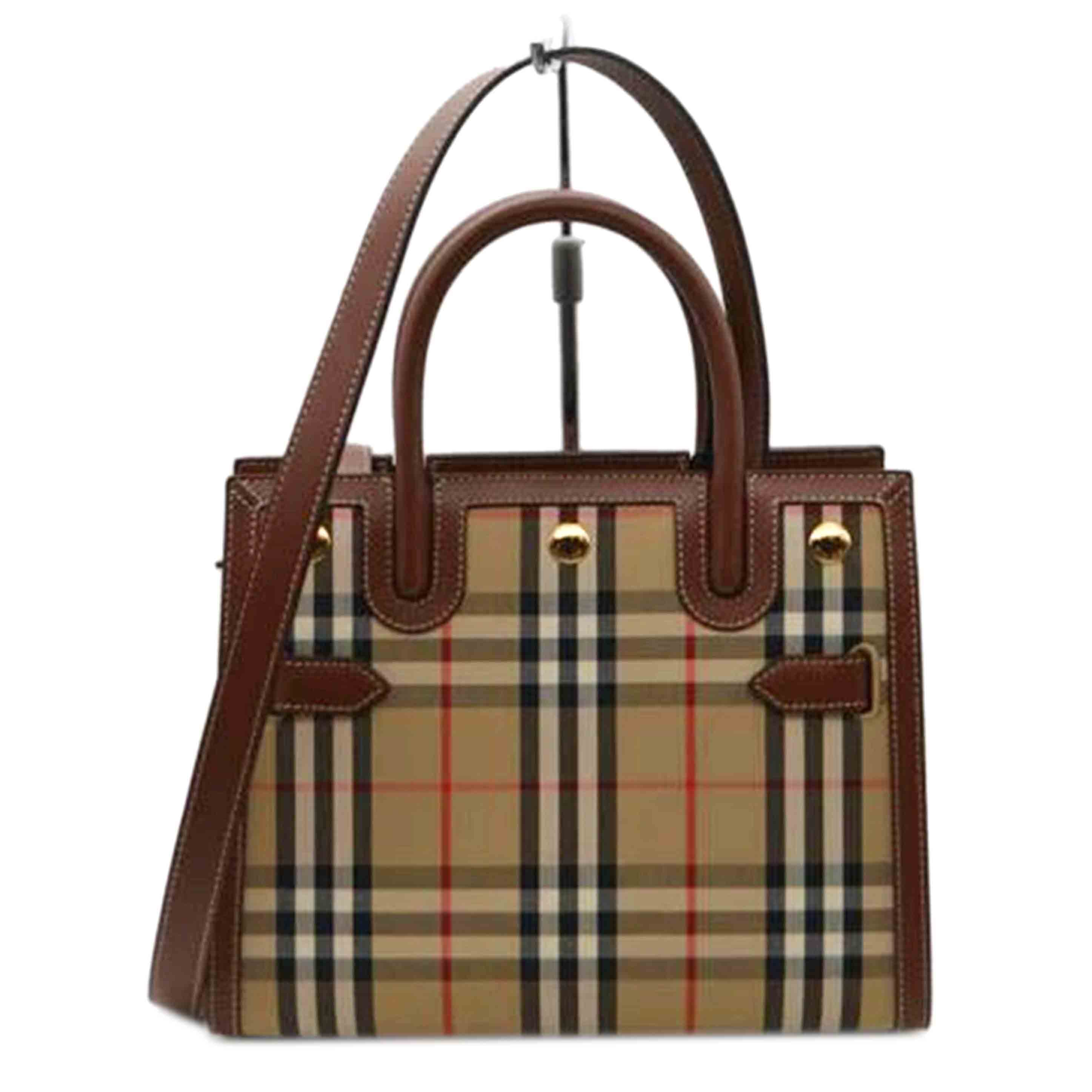 BURBERRY Vintage Check Title Mini 2-Way Leather Handbag 8025267 SA Rank 89