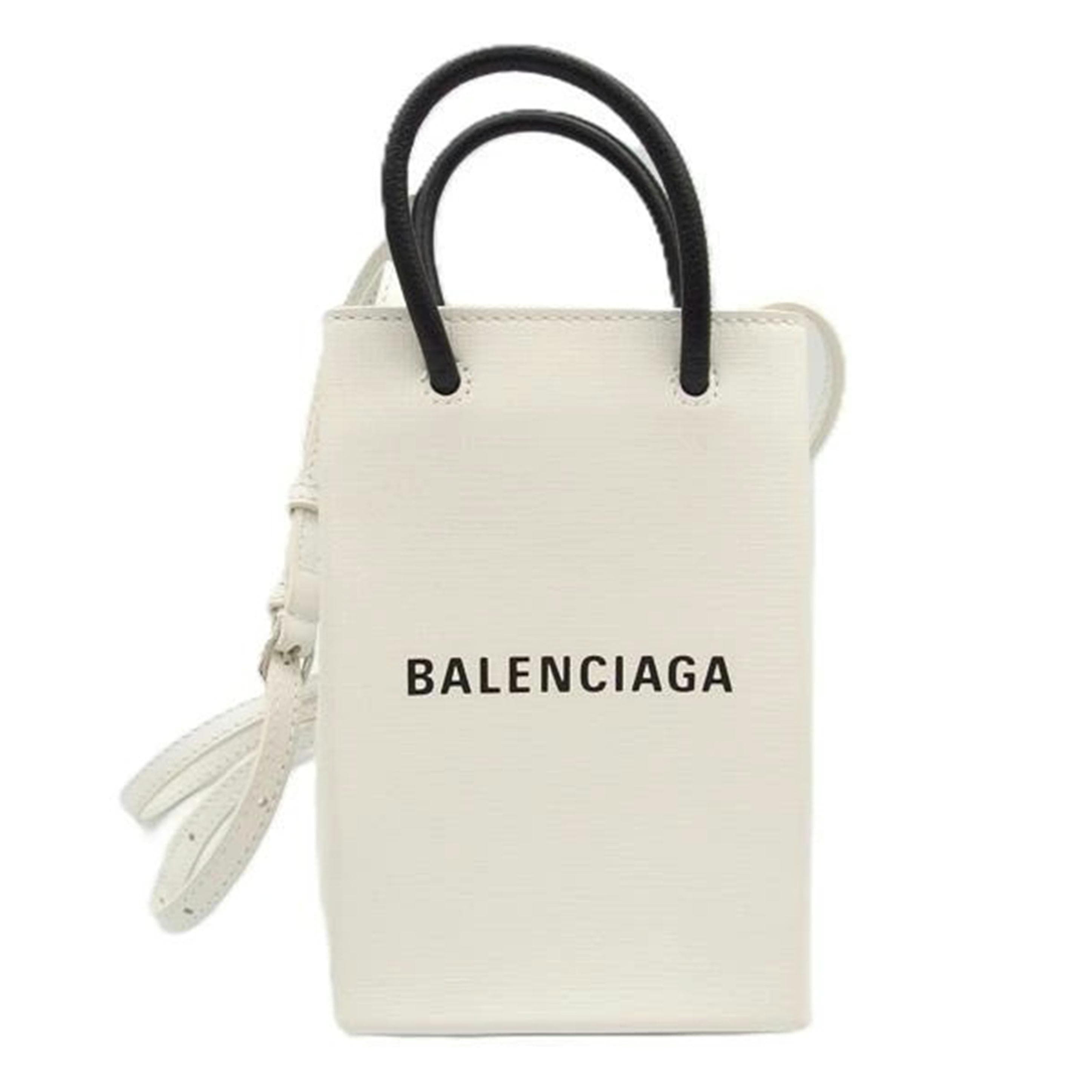 BALENCIAGA Balenciaga Shopping Phone Folder 2-Way Bag White 59386 Rank A 18