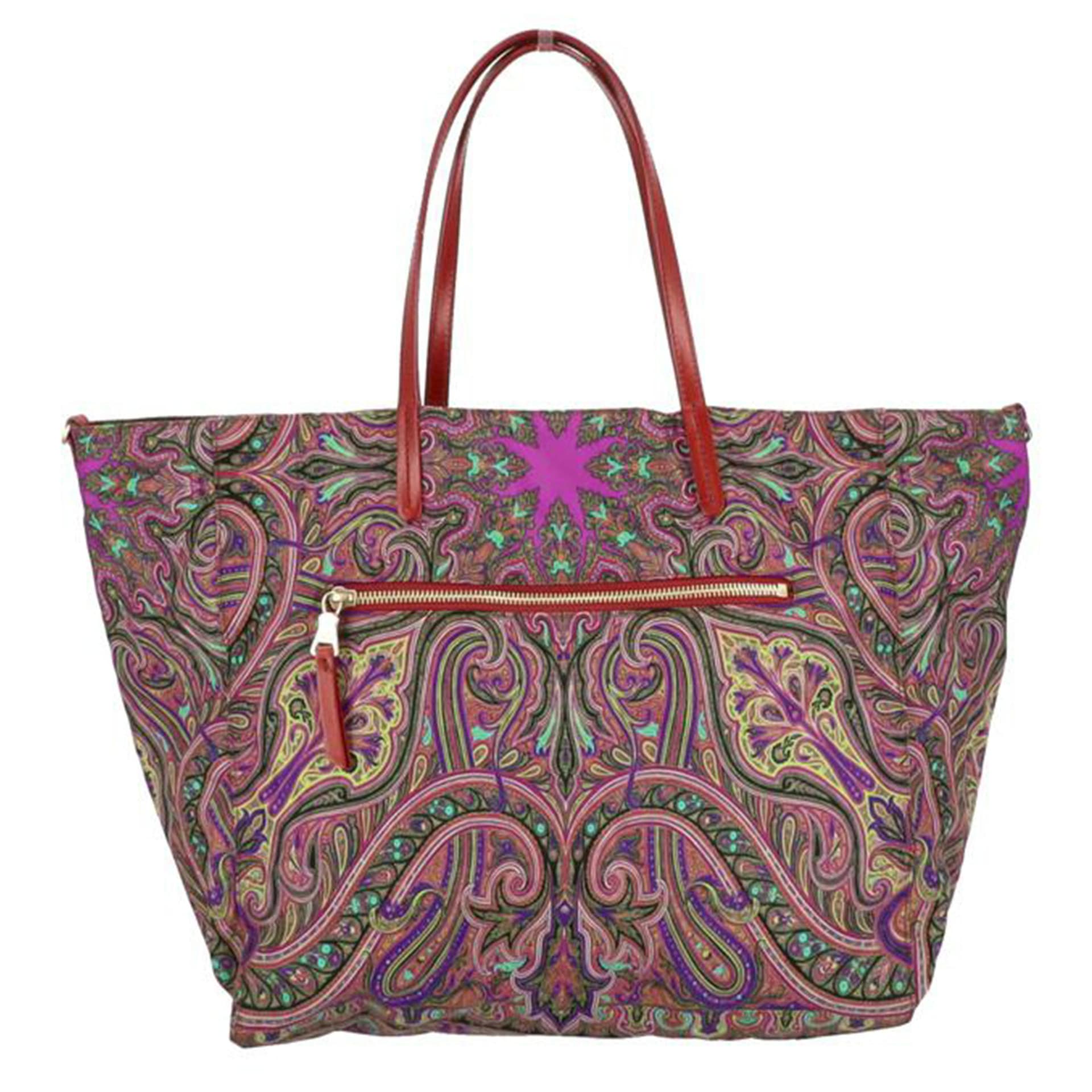 ETRO Paisley Pattern Nylon Reversible Tote Bag Rank A 18Used