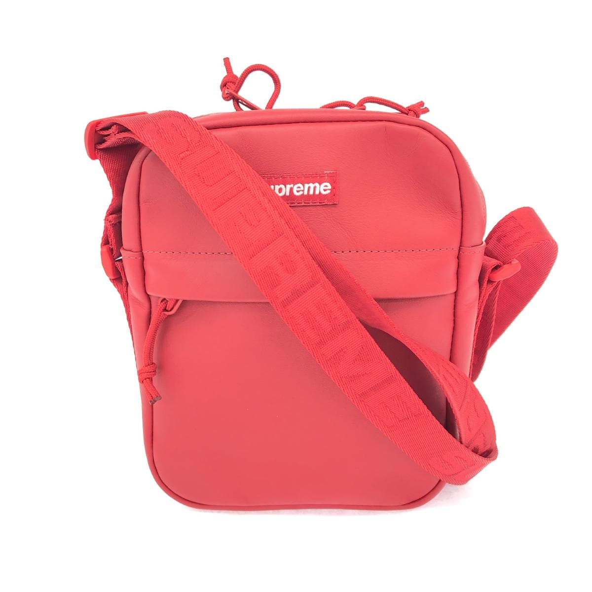 SUPREME shoulder bag in good condition, red leather, 23AW, unisex, crossbody bag