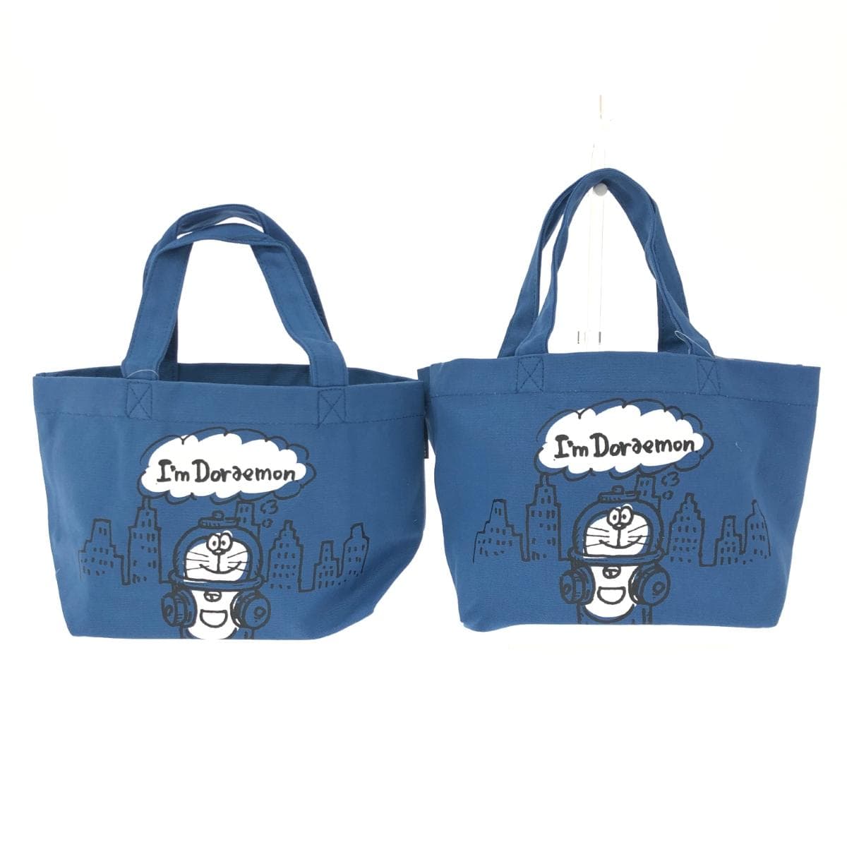 Sanrio I'm Doraemon Tote Bag Unused Set of 2 Navy Canvas Lunch Tote Unisex bag