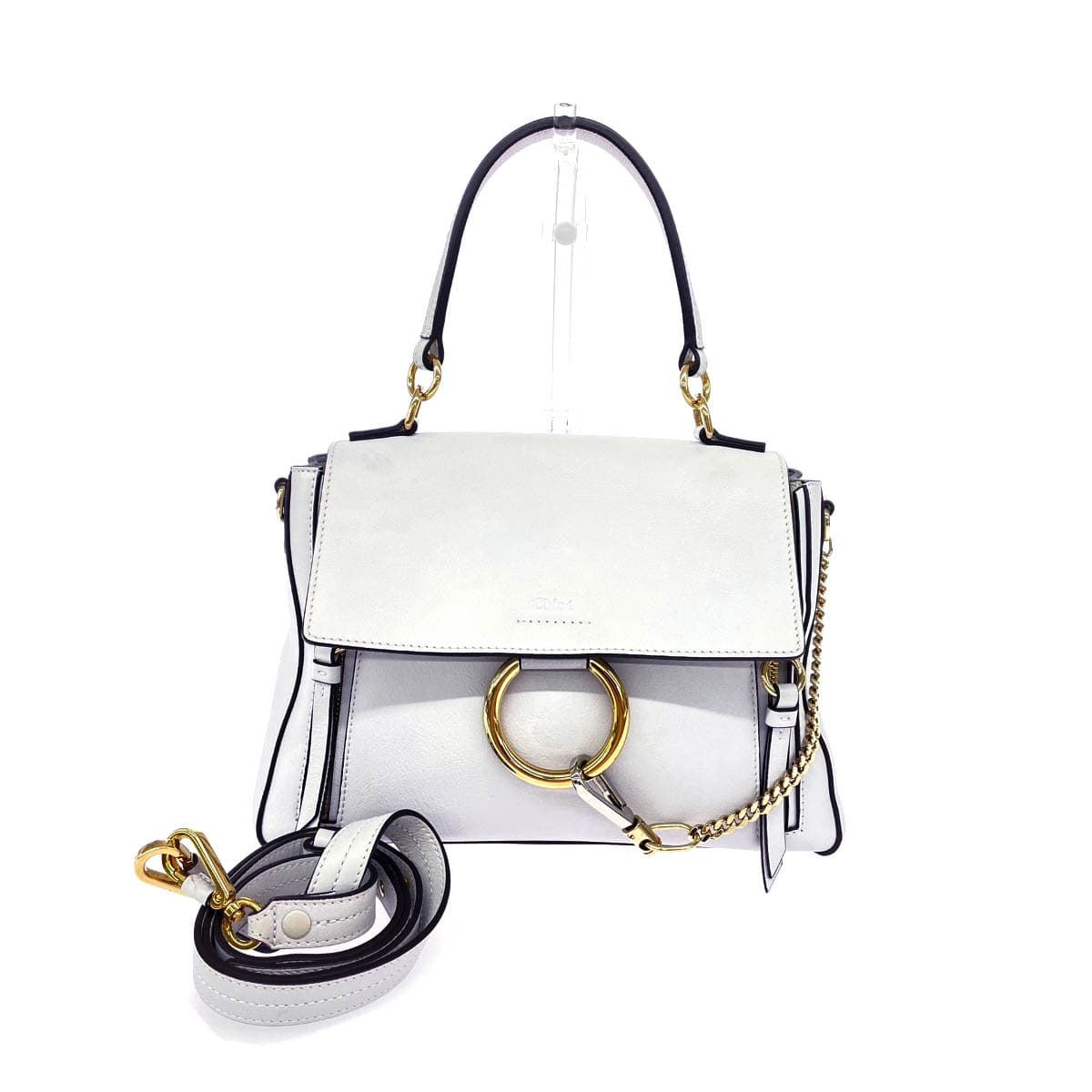 Chloe 2WAY handbag in good condition, blue-gray, faux leather, ladies' bag