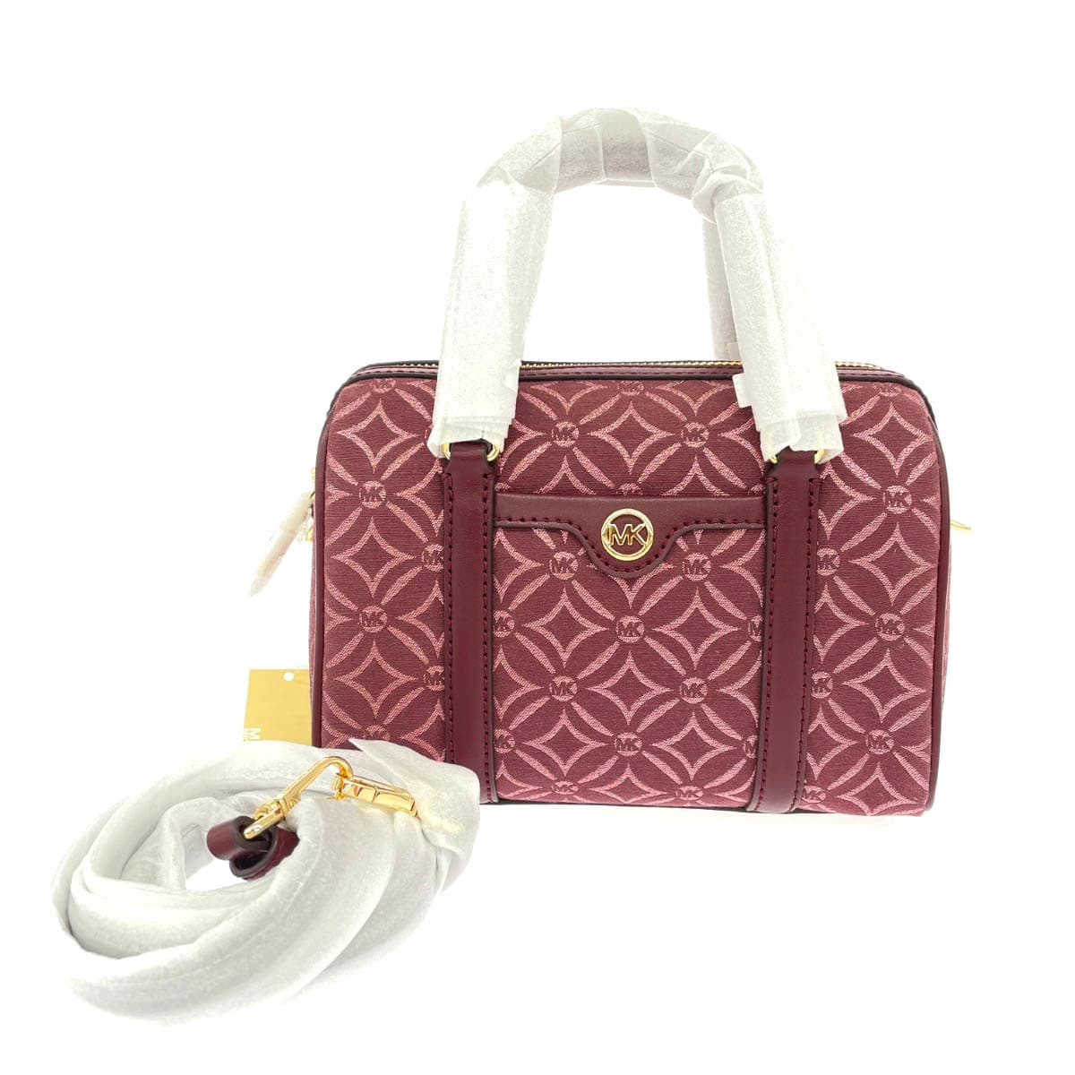 MICHAEL KORS Michael Kors Duffle Crossbody Small 2WAY Bag Unused Item 35F4GTFC1J Bordeaux Jacquard MK Logo Ladies