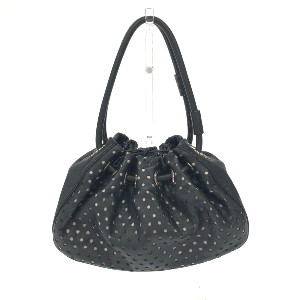 Kate Spade drawstring mini tote bag tote bag black leather punching ladies bag