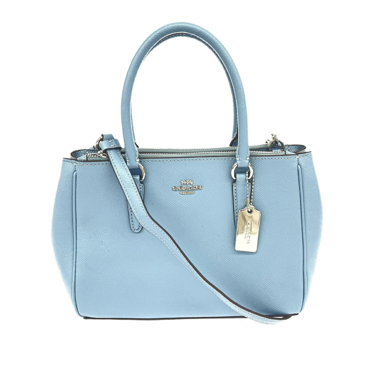 COACH 2WAY Handbag 2WAY Bag F44962 Blue Leather Women's Multifunctional Bag Carry-All Light Blue