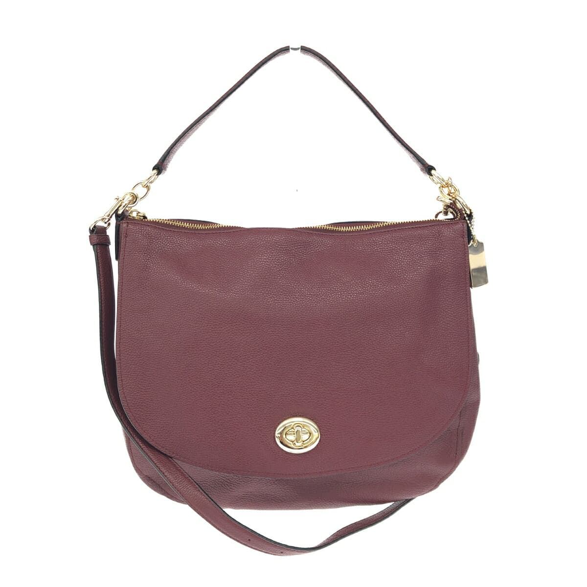 COACH 2WAY Shoulder Bag / 36762 Excellent Condition Turn Lock / Leather Bordeaux Ladies