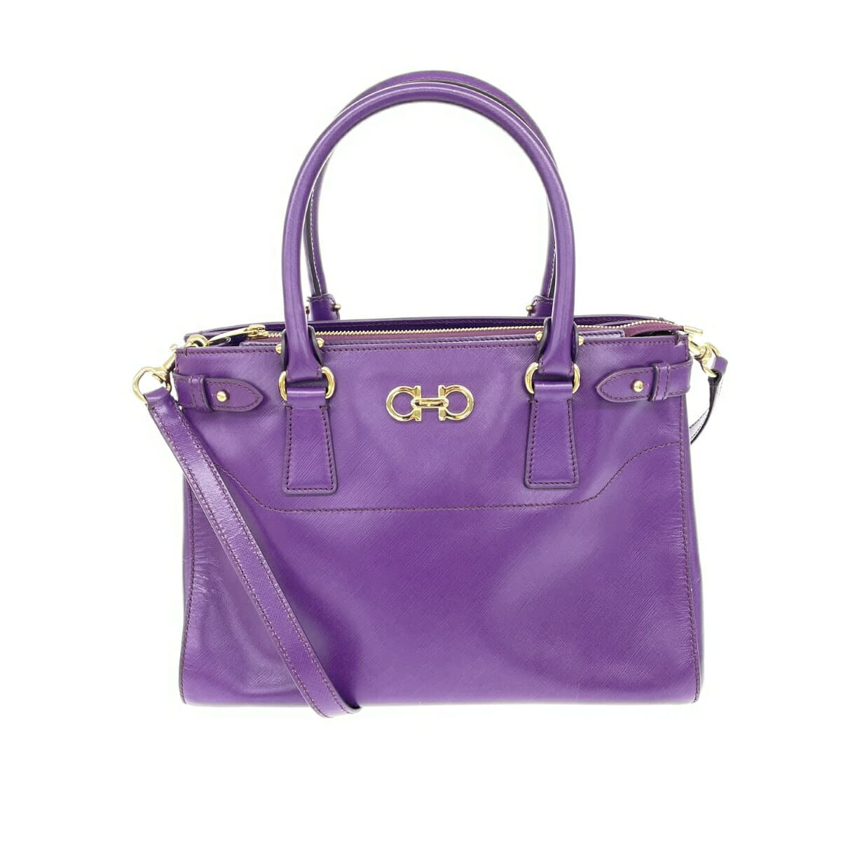 Salvatore Ferragamo 2WAY bag Gancini leather purple for ladies