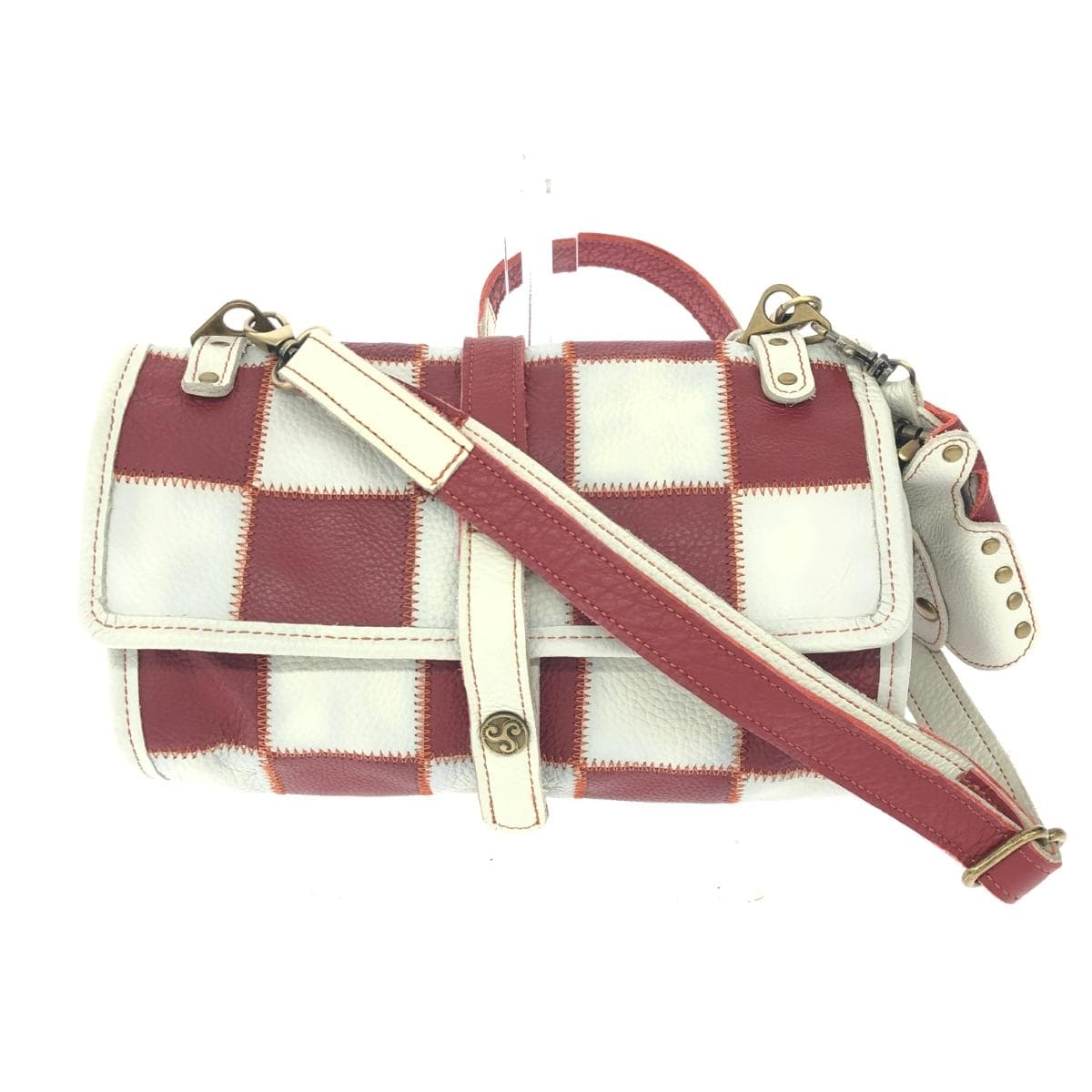 WMY Shoulder Bag Leather/With Key Case White/Red Women's