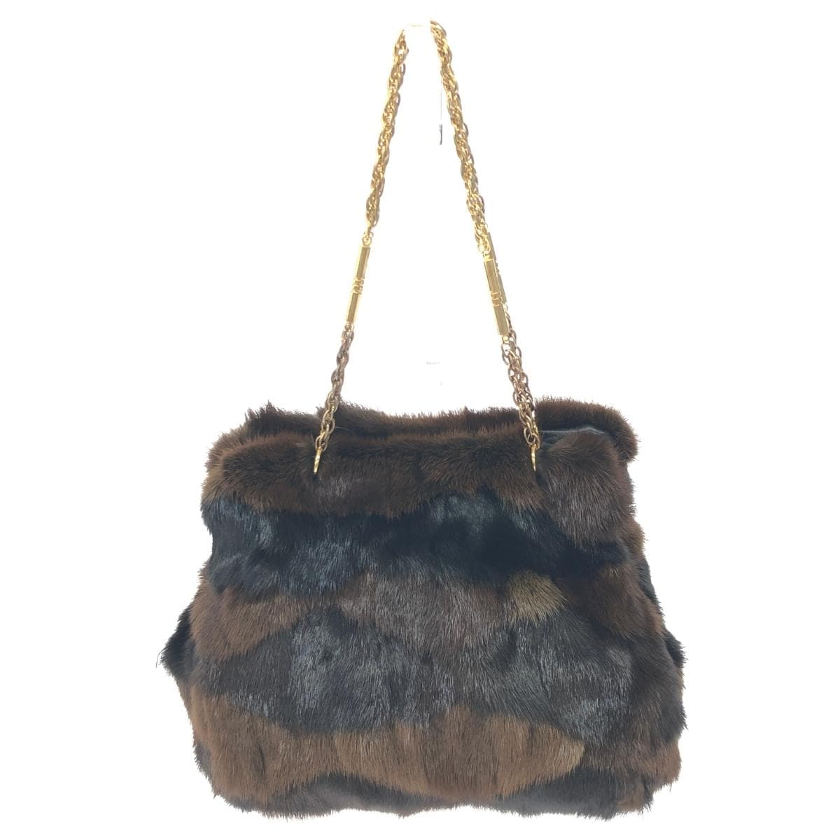 bag handbag Faux Fur synthetic leather brown ladies