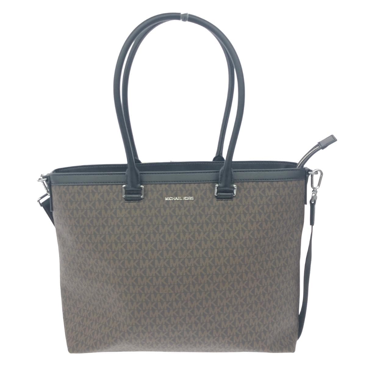 MICHAEL KORS Tote Bag Like New MK Monogram/PVC Black/Brown Ladies