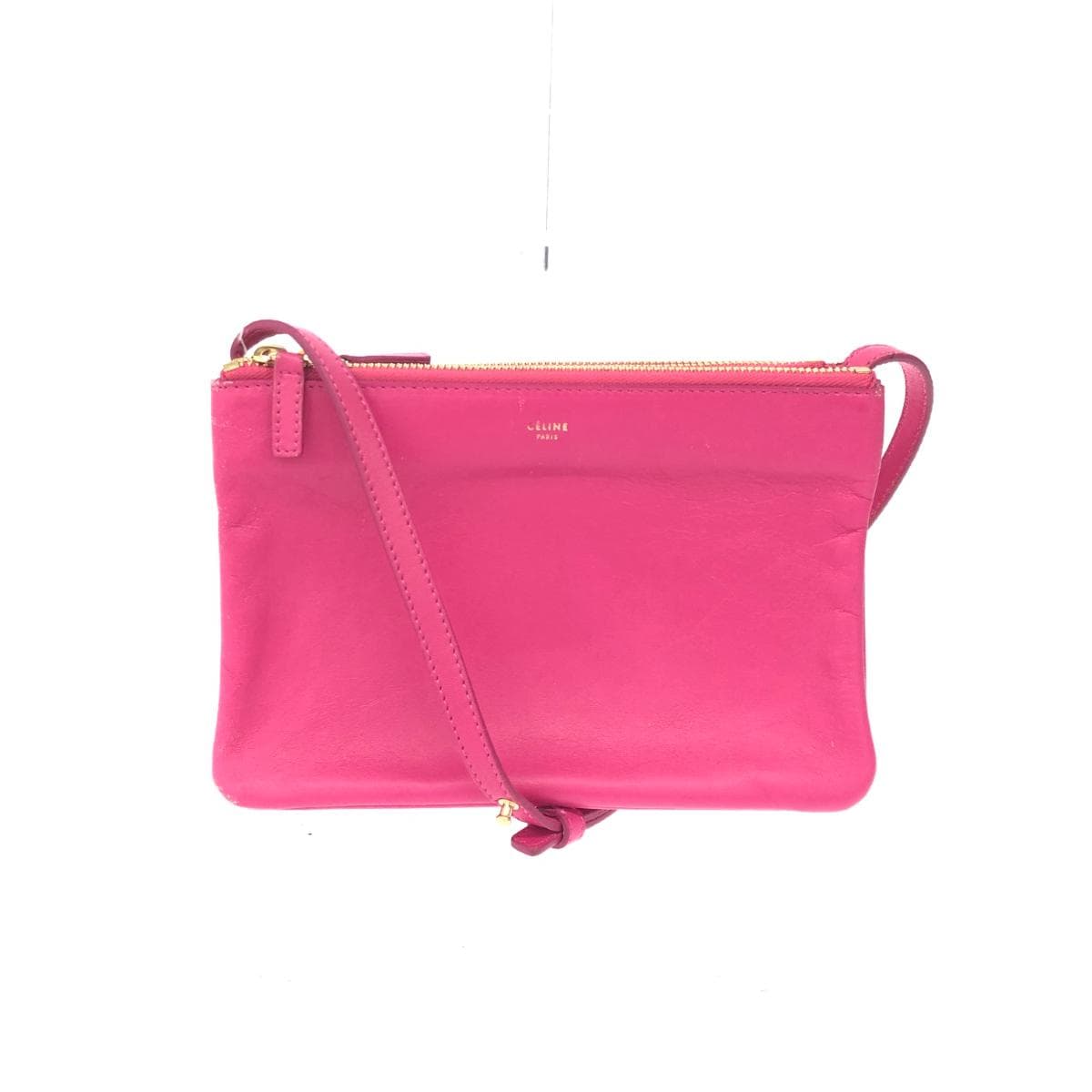 CELINE Celine Shoulder Bag Trio Small Leather Pink Ladies