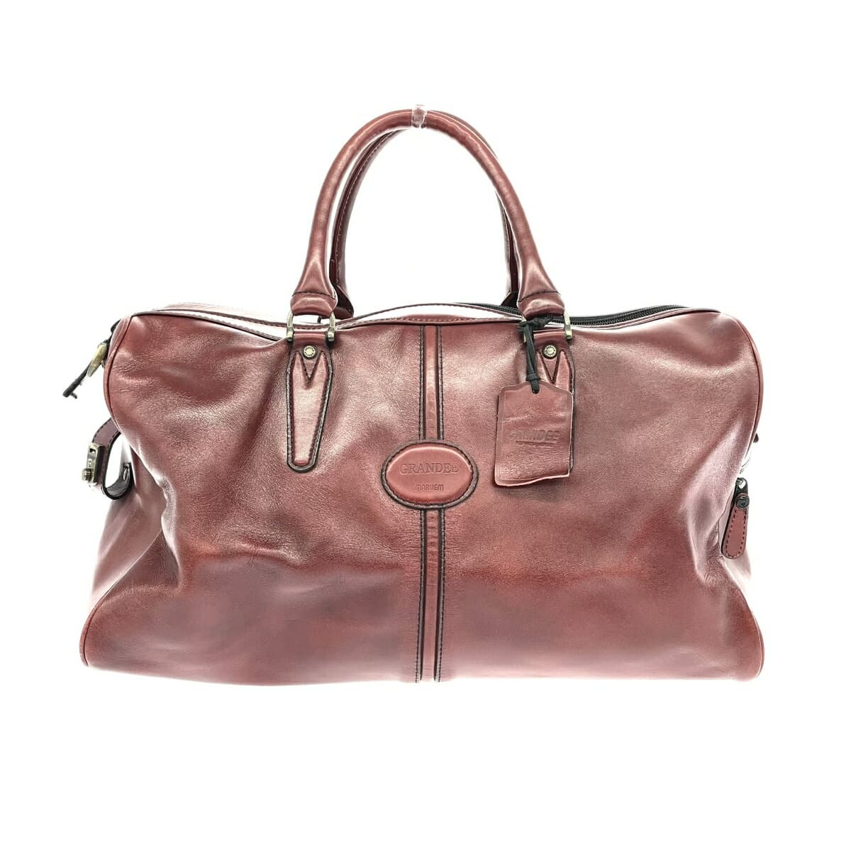 MARUEM GRANDEE Boston Bag - All Leather / With Lock / Business / Travel - Bordeaux Men's