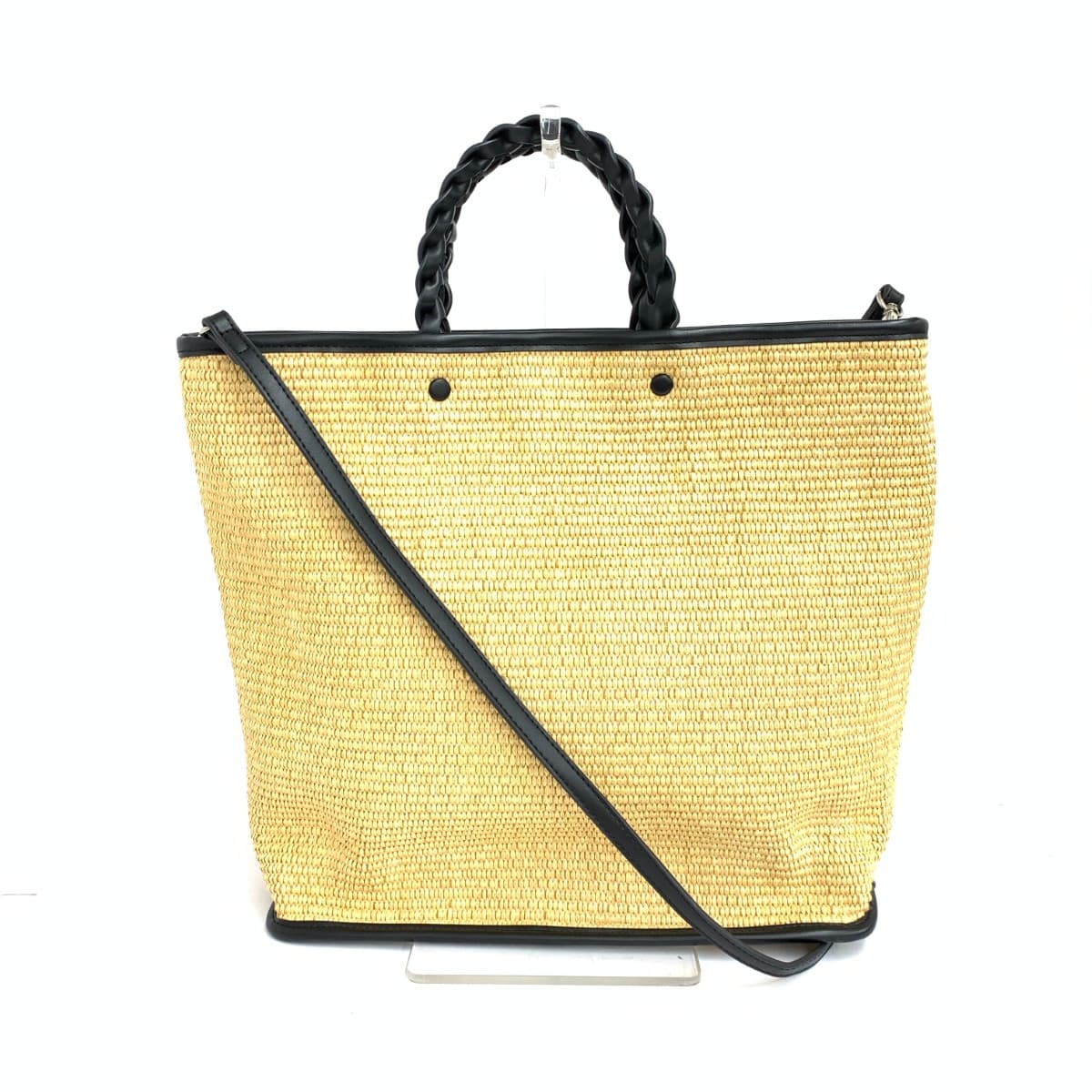 TREASURE TOPKAPI 2WAY Bag Good Condition Woven Handle Beige Ladies