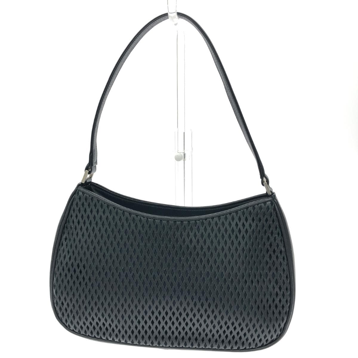 Ginza Yoshinoya One Shoulder Bag Punching Leather Black Ladies