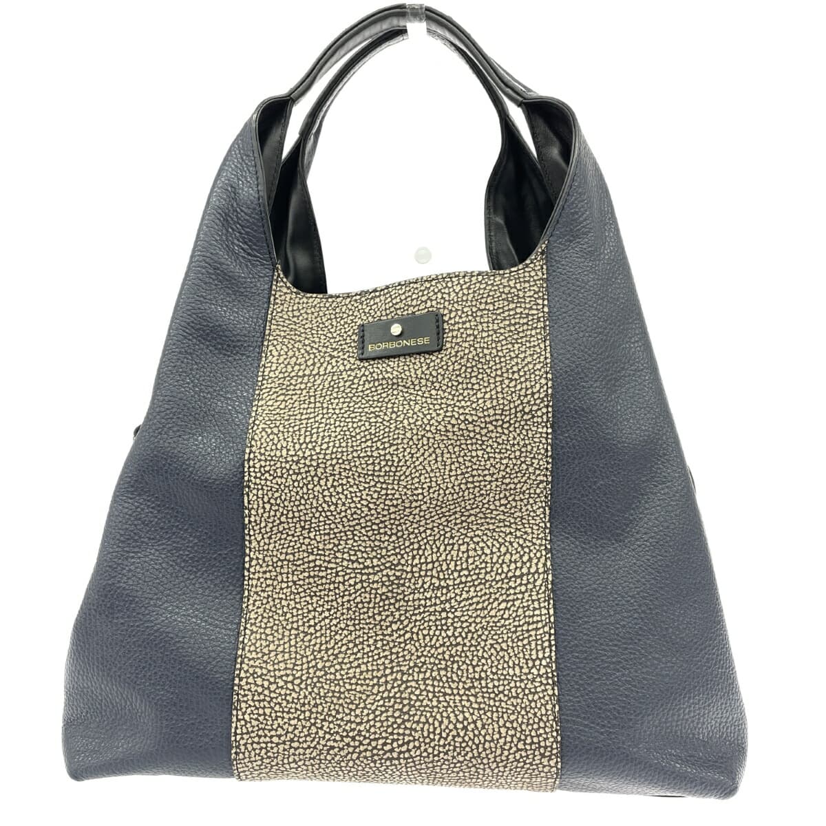 Borbonese Tote Bag / Leilian Collaboration Good Condition Quail Pattern / Leather Navy Women's