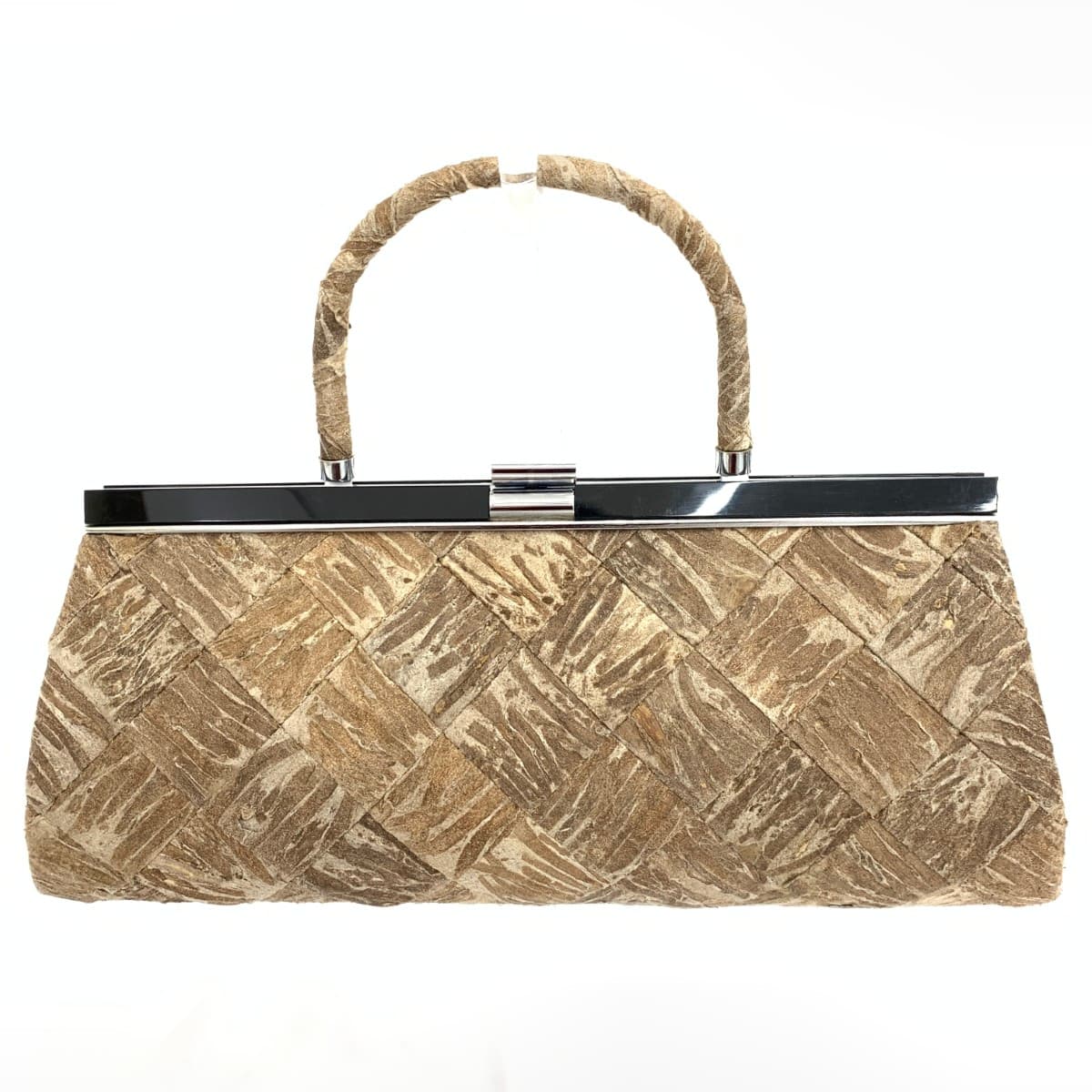 Gamaguchi handbag, minomushi craft / gamaguchi handbag, woven / minomushi, Japanese style / Showa retro, brown, ladies