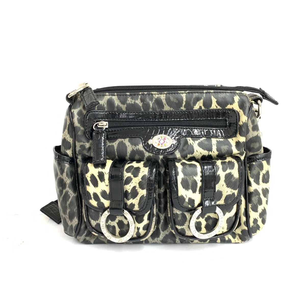 ITALIYA Italy Itariya GK Itariya shoulder and body bag leopard rhinestone GK logo PVC black for ladies