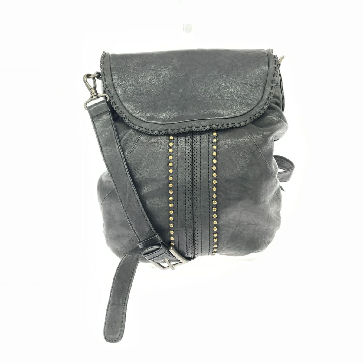 ESTINE Shoulder Bag Studs Leather Black Ladies