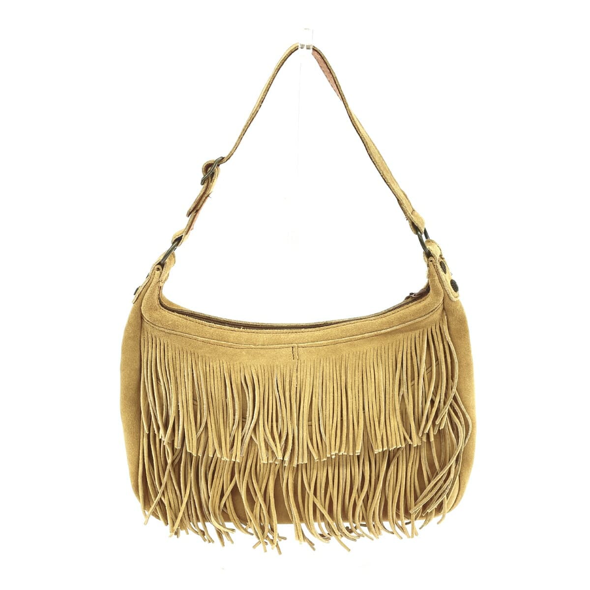 Minnetonka One Shoulder Bag Fringe Leather Beige Women's