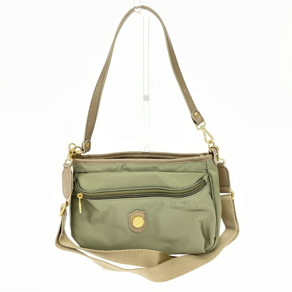 Bonfanti 2WAY mini shoulder bag in excellent condition, nylon/olive, ladies'