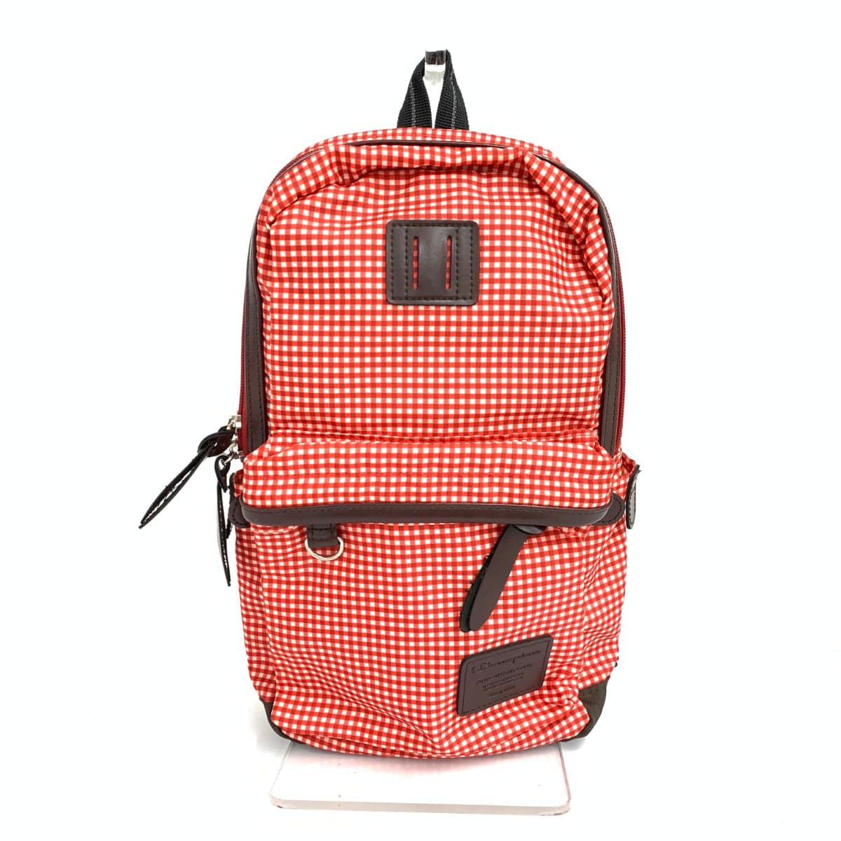 Champion body bag in good condition, check pattern, nylon, red, unisex