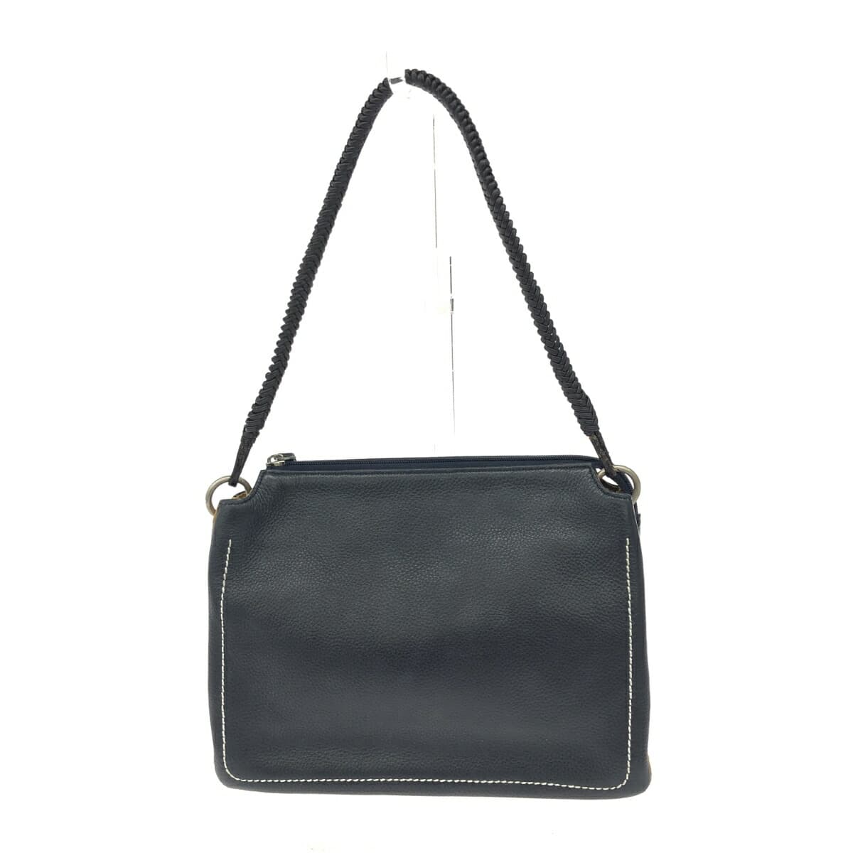 Ginza Yoshinoya One Shoulder Bag - Woven Handle / Leather - Navy - Women's