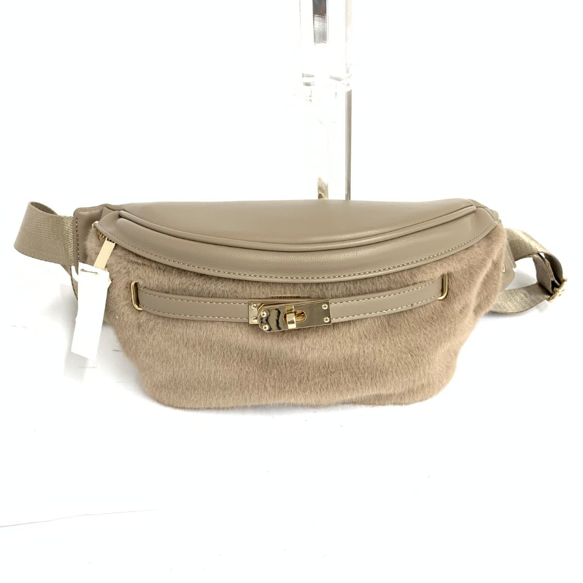 LOUNIE Body Bag, Unused Item, PVC × Fake Fur, Beige, Women's