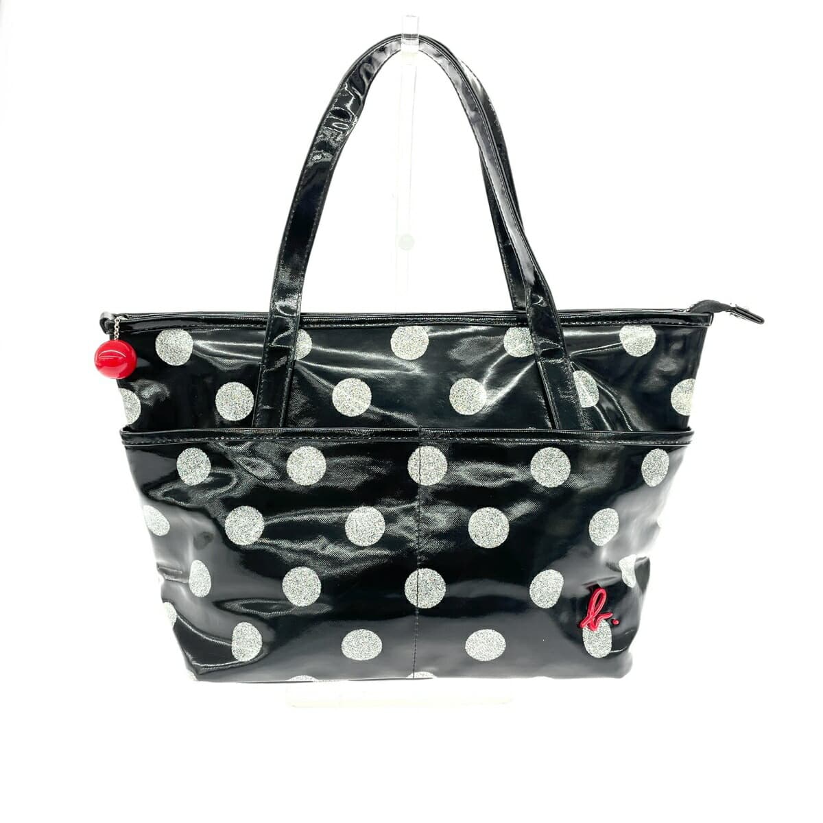 agnes b. Agnes B. Tote Bag Dot Pattern/Logo/PVC Black Ladies