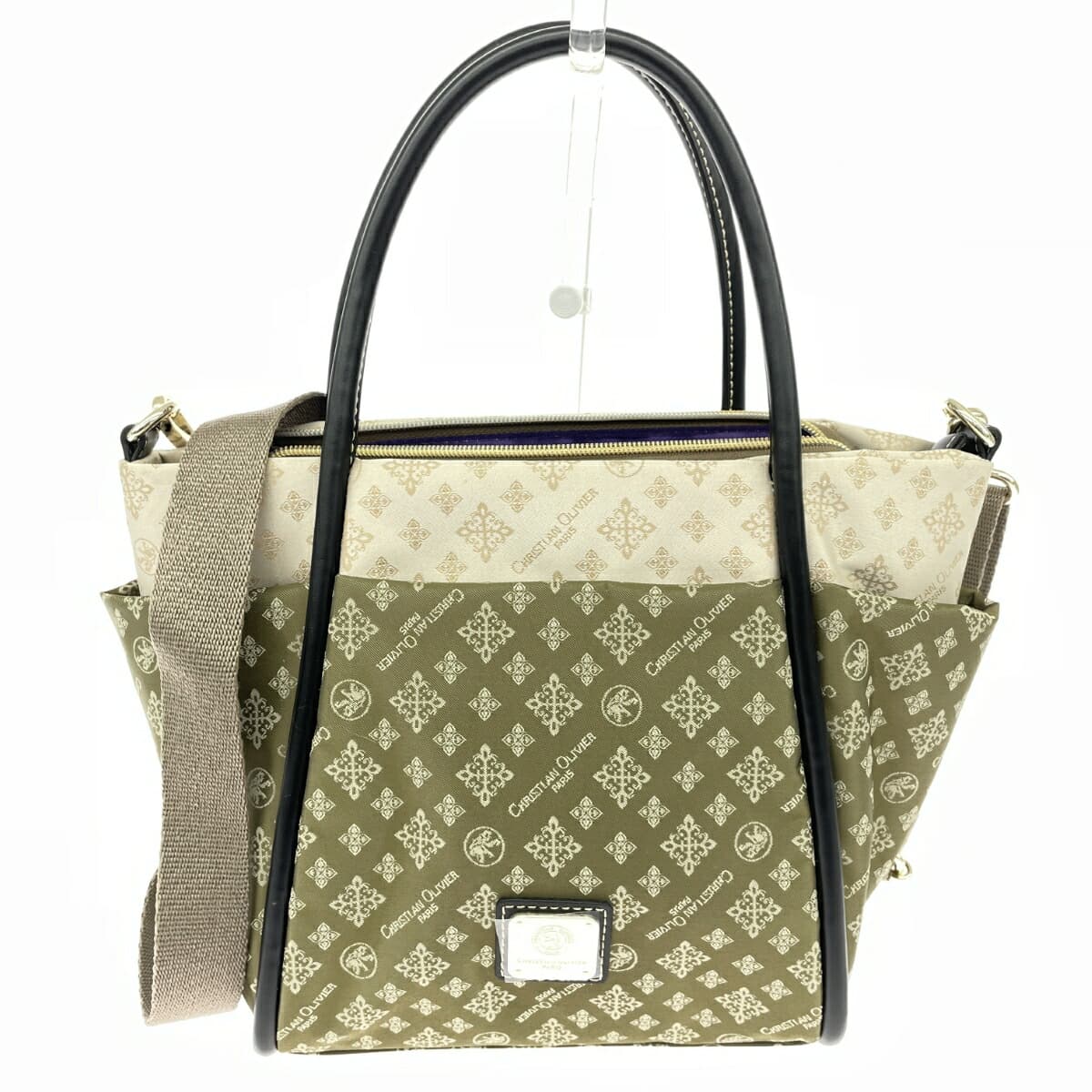 CHRISTIAN OLIVIER 2WAY Tote Bag Like New Monogram/Nylon/Olive Women's