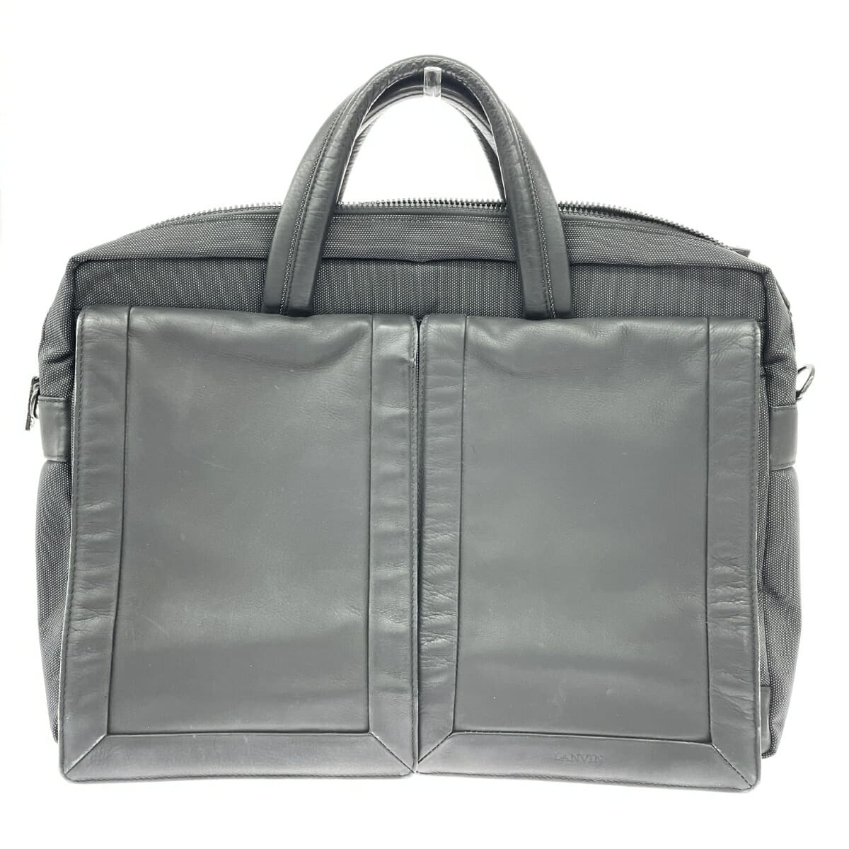 LANVIN 2WAY Business Bag Nylon × Leather Black Men's